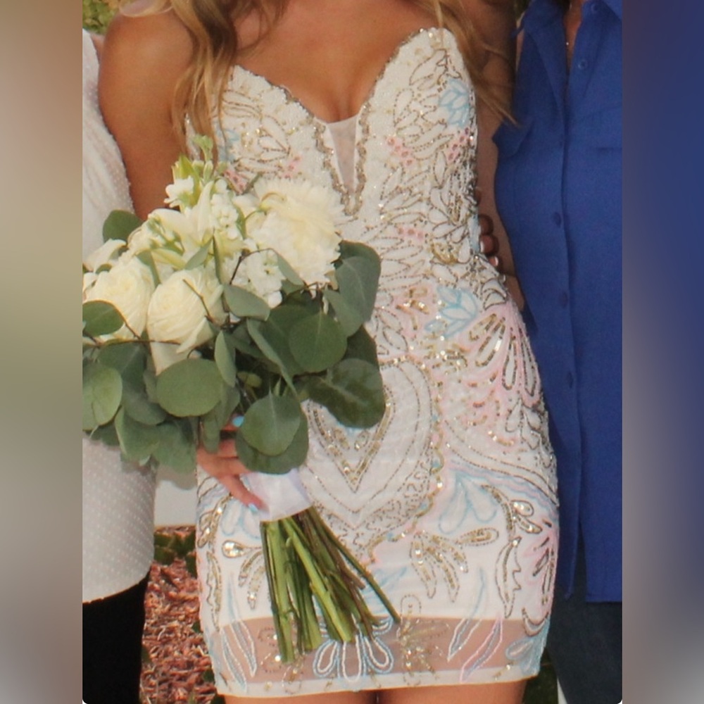 Primavera 4243 hoco dress Gold/Blue/Pink